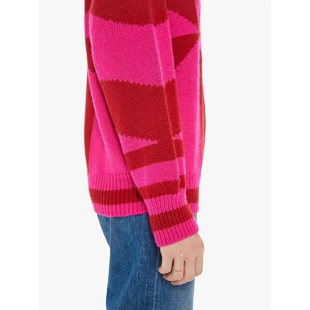 MOTHER Vibrant Red and Pink Crew Neck Sweater - Picture 9 of 13